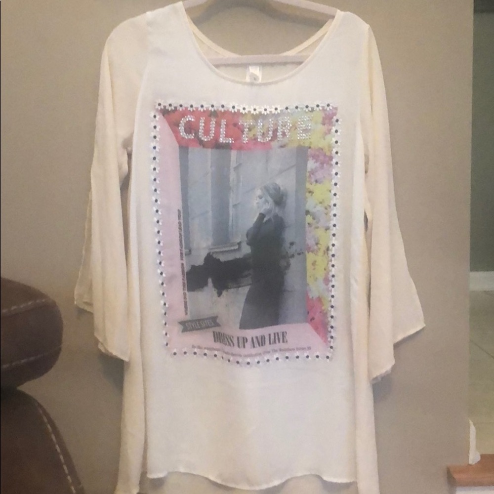 Cheeky USA Culture Blouse with studs and flowers.
